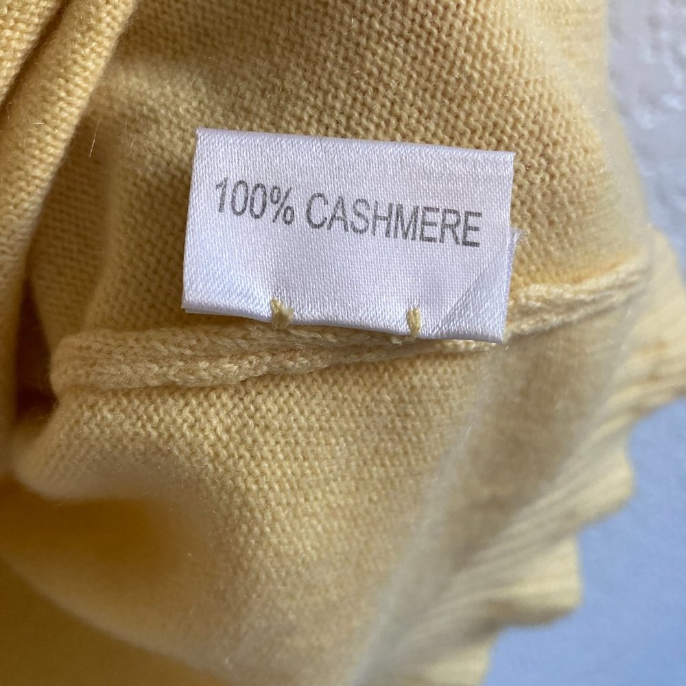Pure Cashmere Sweater Sunshine Yellow, Ruffled, Scoop Neck - Picture 7 of 10